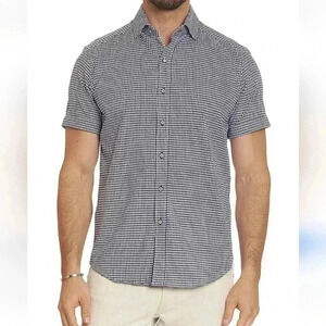 Robert Graham Howells Tailored-Fit Houndstooth Shirt Navy Size XL $158